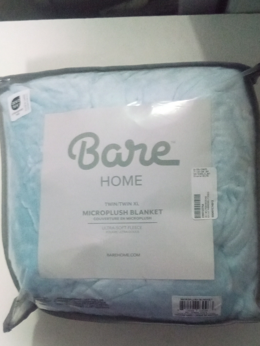 Bare Home Microplush Blanket - Light Blue Twin Twin XL NWT $49